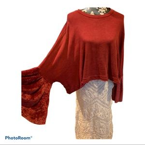 Free People crushed velvet bell sleeve swe…
